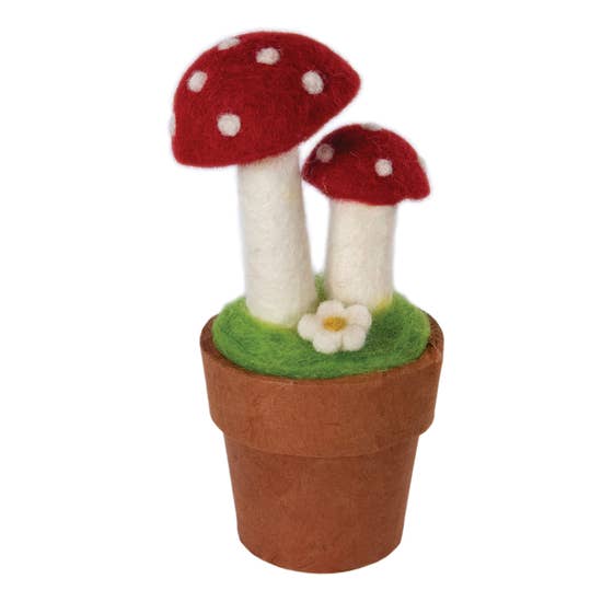 dZi Handmade Red Twin Fairy Mushroom Potted Plant
