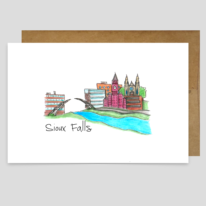 Kevin & Kaia Local Artist Greeting Card - Downtown Sioux Falls