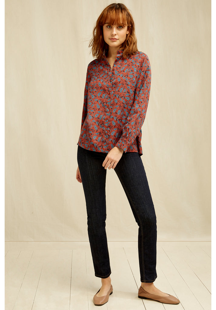 People Tree Carmel Paisley Print Fair Trade Tencel Blouse