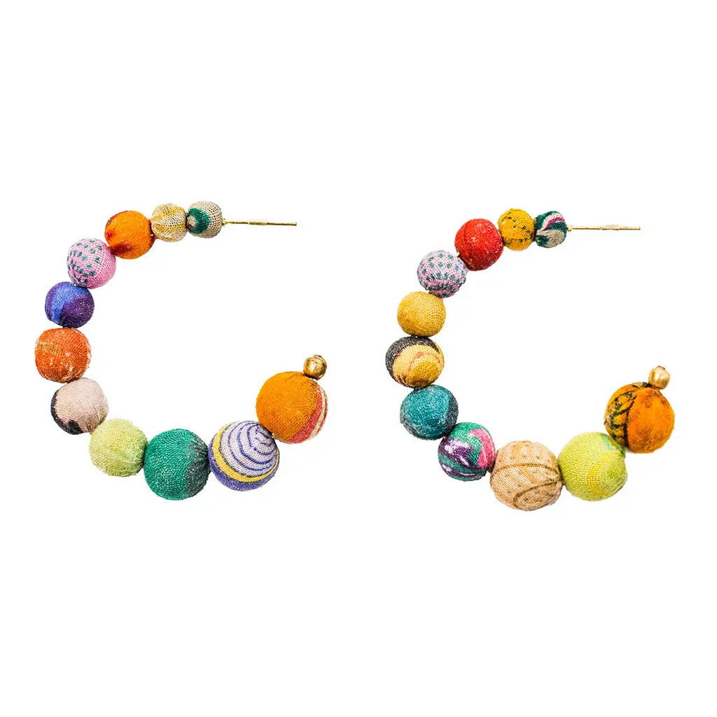WorldFinds Kantha Conch Hoops