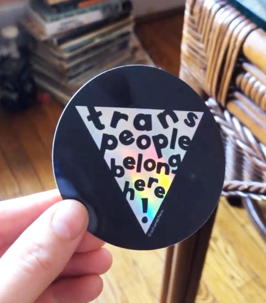 Ash + Chess Sticker - Trans People Belong Here!